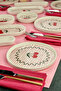 14 Piece Cherry Patterned Breakfast Presentation Set and Serving Plates Pink Striped Cherry Pattern Breakfast Set - 5