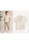 Boy's Beige Patterned Short Sleeve Summer Shirt