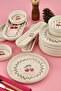 14 Piece Cherry Patterned Breakfast Presentation Set and Serving Plates Pink Striped Cherry Pattern Breakfast Set - 4