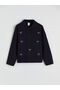 Trendlucky girls' knitted sweater with polo collar and ribbon embroidery
