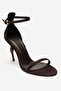 Yelena Brown Satin Thin Strap Women's Heeled Shoes - 3