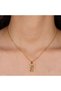 316L Steel Chain Gold Color Zircon Stone Framed Rose Necklace - 2
