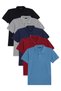 Men's 5-pack slim fit cotton plain pique polo shirt in black, grey, navy, blue, and burgundy