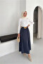 Modest Belted Pleated Maxi Woven Skirt - 3