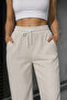 Women's Cream Elastic Waist Waterway Pocket Trousers - 2
