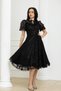 Balloon Sleeve Midi Lace Dress - Black - 6