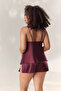Women's Plum Plus Size Lace Detailed Slit Satin Shorts Set - 2