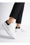 Women's White - Black Thick Sole Sneaker – Casual Comfortable Lace-Up Sports Shoes, Modern Casual Stylish Model - 3
