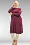 68029 Plus Size Combed Cotton Tunic with Eyelet Detail on the Sides - Burgundy - 4