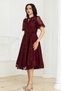 Balloon Sleeve Midi Lace Dress - Bordo - 5
