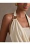 Halter Neck Draped Blouse with Gold Accessory Detail, Flowy and Stylish Women's Top 0093 - 4
