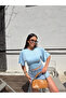 Blue Short Spanish Sleeve Basic T-Shirt - 2