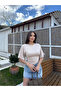 Beige Short Spanish Sleeve Basic T-Shirt - 2