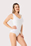 White Women's Snap-On Tank Top / Bodysuit with Thick Straps Cotton Lycra - 3