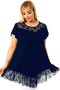 Round Neckline, Tulle Lace on the Chest and Skirt, Asymmetrical Cut, Ruffled Chest, Comfortable Draping, Flexible Tunic - 3
