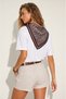 Women's Brown Garni Collar Scarf Detailed Embroidered Trendy White T-Shirt - 2