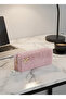 Plush Fabric Bowknot Detailed Pencil Case and Makeup Bag with Pearls - Aesthetic Soft Organizer - 6