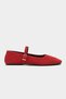 Mono Red Suede Genuine Leather Buckle Detail Flat Sole Women's Ballerinas - 5