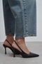 Elara Brown Matte Slingback V Vamp Line Pointed Toe Women's Heeled Shoes - 7