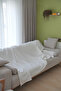 Square Textured Cotton Single Pique Bed Sofa Cover 150X220 cm Stylish and Breathable Comfort, Air-Conditioned - 4