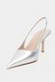 Parla Silver Patent Leather Belt Detail Pointed Toe Women's Heeled Shoes - 6