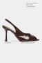 Betty Brown Patent Leather Open Toe Women's Heeled Shoes - 2