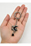 Gothic Moon Figured Black Color Detailed Metal Keychain Unisex - 2