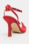 Raven Red Satin Ankle Strap Women's Thin Heeled Shoes - 8