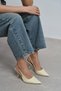 Elara Butter Yellow Matte Slingback V Vamp Line Pointed Toe Women's Heeled Shoes - 3