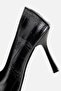 Women's Black Pointed Toe Croco Thin High Heel Shoes - 6
