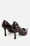 Women's Brown Pointed Toe Croco Thin High Heel Shoes - 3