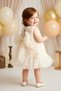 Baby Girl Birthday Party Wedding Dress Short Sleeve Sleeveless Rose Bow Tulle Tutu Lined