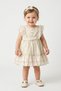 Baby Girl Girl Child Birthday Party Wedding Dress Short Sleeve Sleeveless Crowned Buttoned Floral Lined - 2