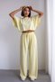Women's Yellow Wide Leg Comfortable Cut Modal Fabric Top and Bottom Set - 5