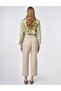 Belt Detailed Viscose Trousers Cream - 4