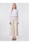 Elastic Waist Wide Leg Trousers Cream - 3