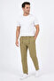 Men's Linen Pocket Trousers with Elastic Waist, Lace-Up Front, Zipper - Mint Green - 3
