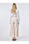 Elastic Waist Wide Leg Trousers Cream - 5