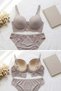 Unpadded Underwire Plus Size Stone Detailed Bra Set in Mink Color