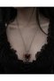 Gothic Red Heart Pendant Silver Color Chain Unisex Vintage Design