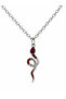 Red Detailed Snake Figured Gothic Necklace Unisex Metal Chain - 3
