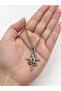 Gothic Snake Figured Metal Necklace with Pink Detail Unisex - 2