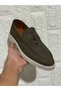 Khaki Tasseled Nubuck Leather Men's Loafer Shoes - 4