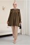 Shoulder Ruffle Robe Lace Embroidered Linen Tunic -Brown - 4