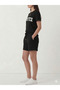 Women's Black Shorts - Black High Waist No-Show Oversize Shorts with Lace-Up Waist - 2