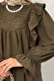 Shoulder Ruffle Robe Lace Embroidered Linen Tunic -Brown - 5