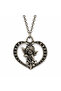 Gothic Heart Angel Figured Black Detailed Metal Necklace Unisex - 3