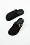 Luana Black Suede Buckle Detailed Slippers - 3