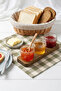 Set of 3 Glass Jam and Sauce Bowls with Wooden Stands 100 ml |   Mini Jar with Lid, Breakfast & Storage Container Set - 4