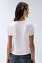 Women's Crew Neck Elastane Ribbed T-Shirt 3532 White Color - 2